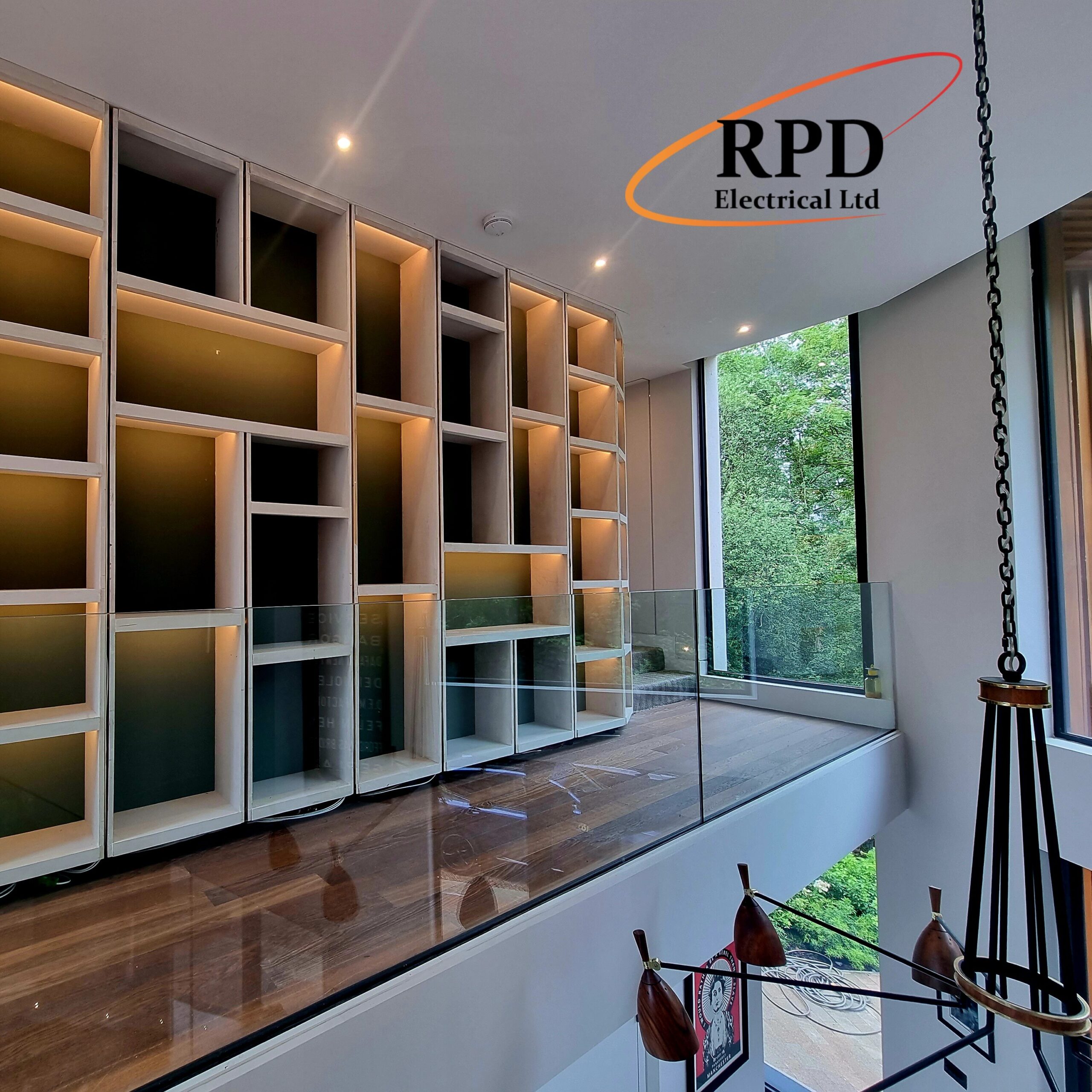 bookcase lighting in a mansion in Bala,